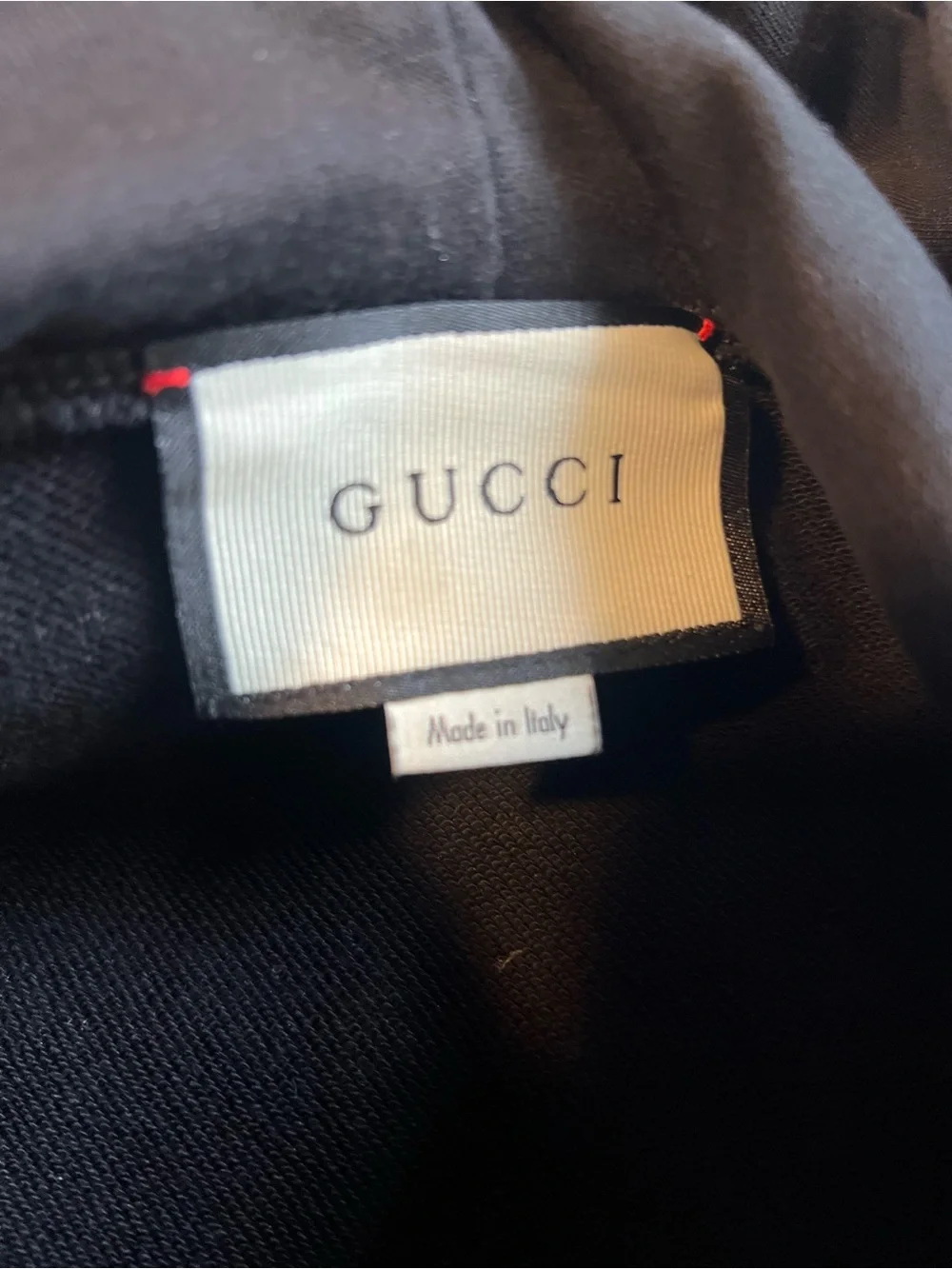 Gucci Mens Black Logo Graphic Sweater with Yellow Emblem